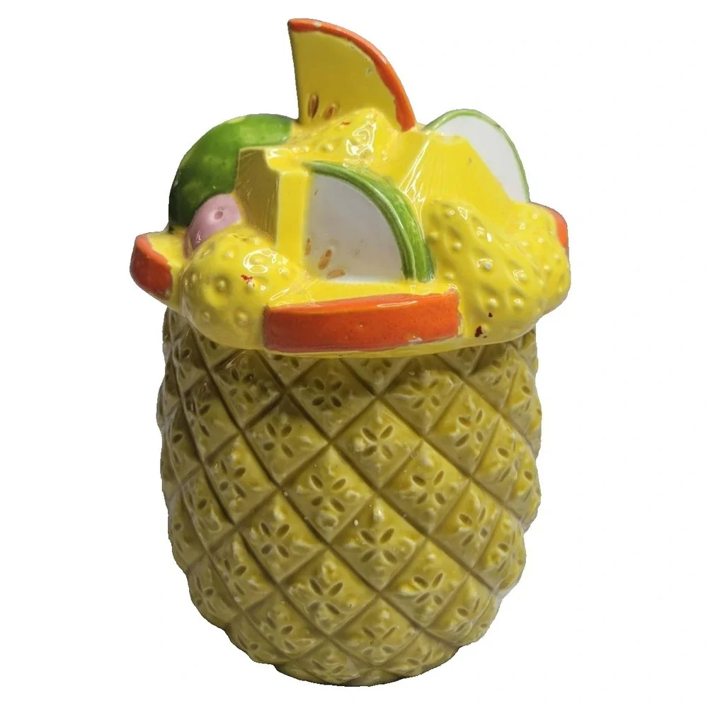Vintage 1970s Pineapple Cookie Jar Fruit Cara Creations Corp 1979